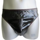 New Men's Sexy Brief Thong Underwear Black Dessous Soft PVC Lingerie #BR13
