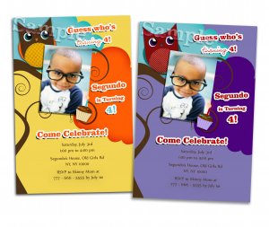 Custom Owl Photo Invitations