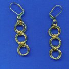 Three Gold Ring Chain Maille Earrings