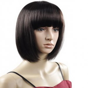Short Straight Wig Dark  Brown/Dark Hair New D005