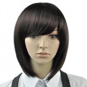 Short Straight Wig Dark  Brown/Dark Hair New D007