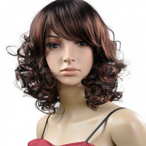 New  Middle Long Curls Wig Dark Brown  Hair Z008