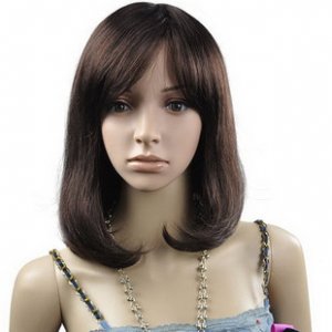 New  Middle Long  Wig Dark Brown  Hair Z010