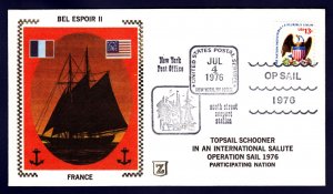 French Tall Ship BEL ESPOIR II Operation Sail 1976 Ship Cover
