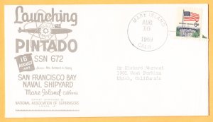 USS PINTADO SSN-672 Launching Naval Submarine Cover