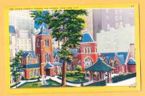 LITTLE CHURCH AROUND THE CORNER New York City Postcard