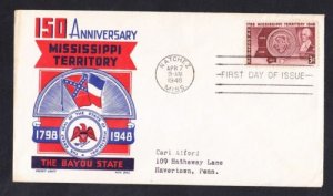 #955 MISSISSIPPI TERRITORY Stamp FDC
