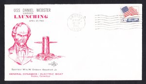 USS DANIEL WEBSTER SSBN-626 Launching DPS#3 Cachet Naval Submarine Cover
