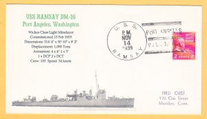 USS RAMSAY DM-16 1939 Naval Cover