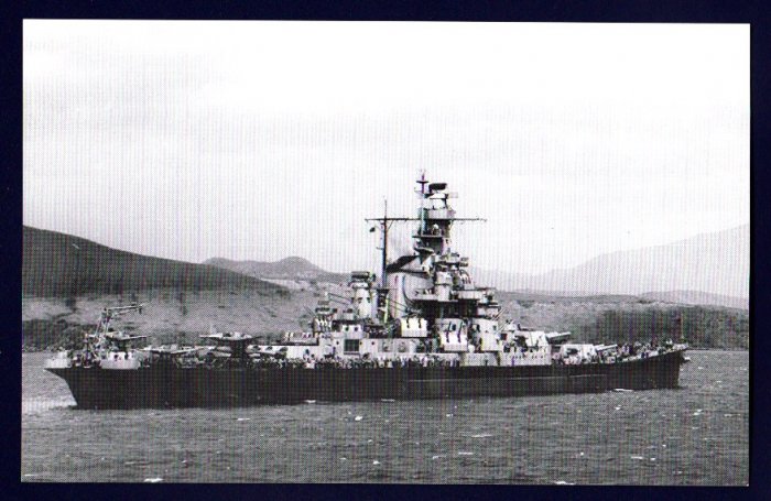 USS INDIANA BB-58 Battleship Navy Ship Postcard