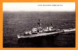 USS WILLIAM R. RUSH DD-714 Destroyer Navy Ship Postcard