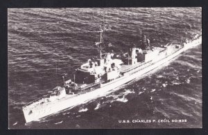 USS CHARLES P. CECIL DD-835 Destroyer Navy Ship Postcard