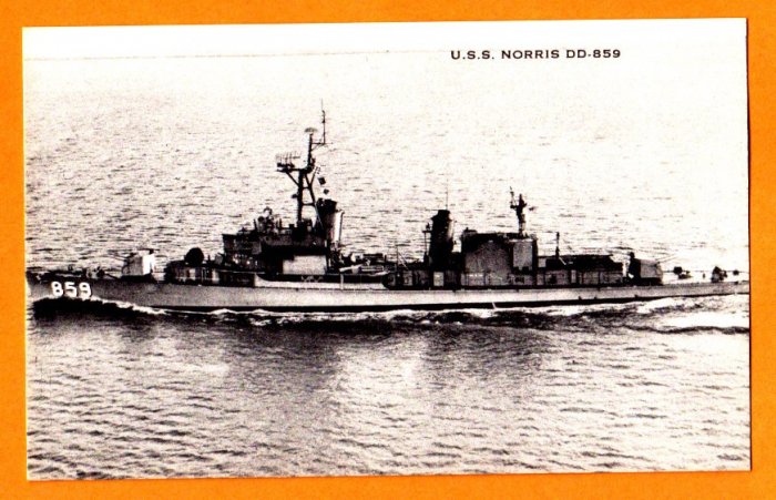 USS NORRIS DD-859 Destroyer Navy Ship Postcard