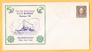 USS BLAKELEY DD-150 Recommissioning FDPS 1939 Naval Cover