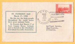 USS MacDONOUGH DD-351 St. Patrick's Day 1936 Naval Cover