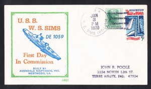 Destroyer Escort USS W.E. SIMS DE-1059 Commissioning BECK #B815 Naval Cover