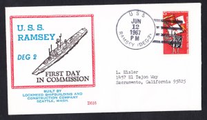 Guided Missile Escort USS RAMSEY DEG-2 Commissioning BECK #B616 Naval Cover