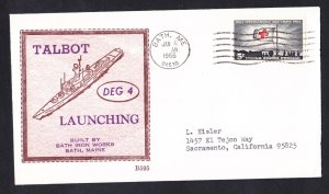Guided Missile Escort USS TALBOT DEG-4 Launching BECK #B595 Naval Cover