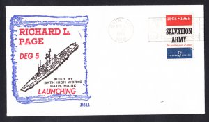 Guided Missile Escort USS RICHARD L. PAGE DEG-5 Launching BECK #B644 Naval Cover