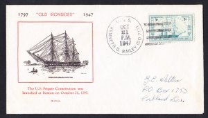 #951 USS CONSTITUTION Stamp UO First Day Cover USS BAILEY DD-713