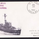 USS IMPROVE AM-247 BR# Cancel 1946 Naval Cover MHcachets ONLY 1 MADE