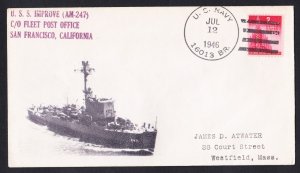 USS IMPROVE AM-247 BR# Cancel 1946 Naval Cover MHcachets ONLY 1 MADE