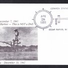 USS ARIZONA BB-39 Pearl Harbor Anniversary Naval Cover