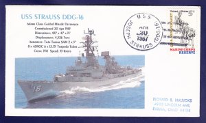 USS JOSEPH STRAUSS DDG-16 Naval Cover ONLY 1 MADE