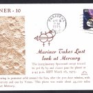 MARINER 10 SPACECRAFT Fly By of Planet Mercury 1975 Space Cover