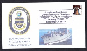 USNS WASHINGTON CHAMBERS T-AKE-11 Acceptance Day Naval Cover 4 Made
