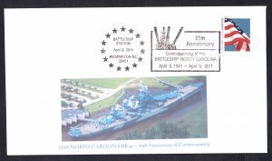 USS NORTH CAROLINA BB-55 70th Anniversary Naval Cover MhCachets ONLY 8 MADE