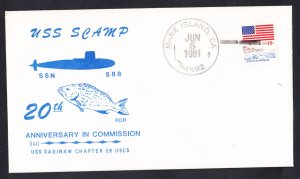 USS SCAMP SSN-588 25th Anniversary Naval Submarine Cover