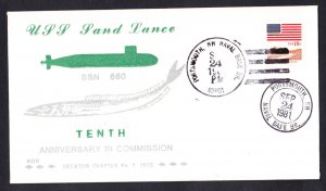 USS SAND LANCE SSN-660 10th Anniversary Naval Submarine Cover