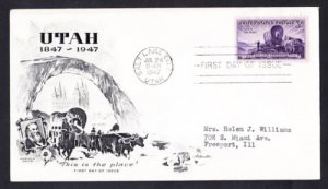 #950 UTAH STATEHOOD Stamp First Day Cover