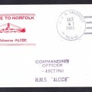 Royal Navy Submarine USS ALCIDE Norfolk VA Naval Cover