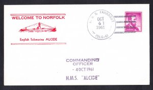 Royal Navy Submarine USS ALCIDE Norfolk VA Naval Cover