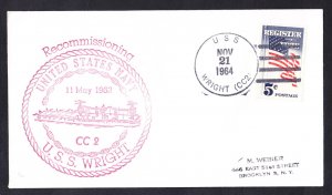 USS WRIGHT CC-2 Ship's Cachet Naval Cover