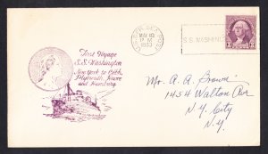 Merchant Ship SS WASHINGTON German Seapost Maiden Voyage Ship Cover