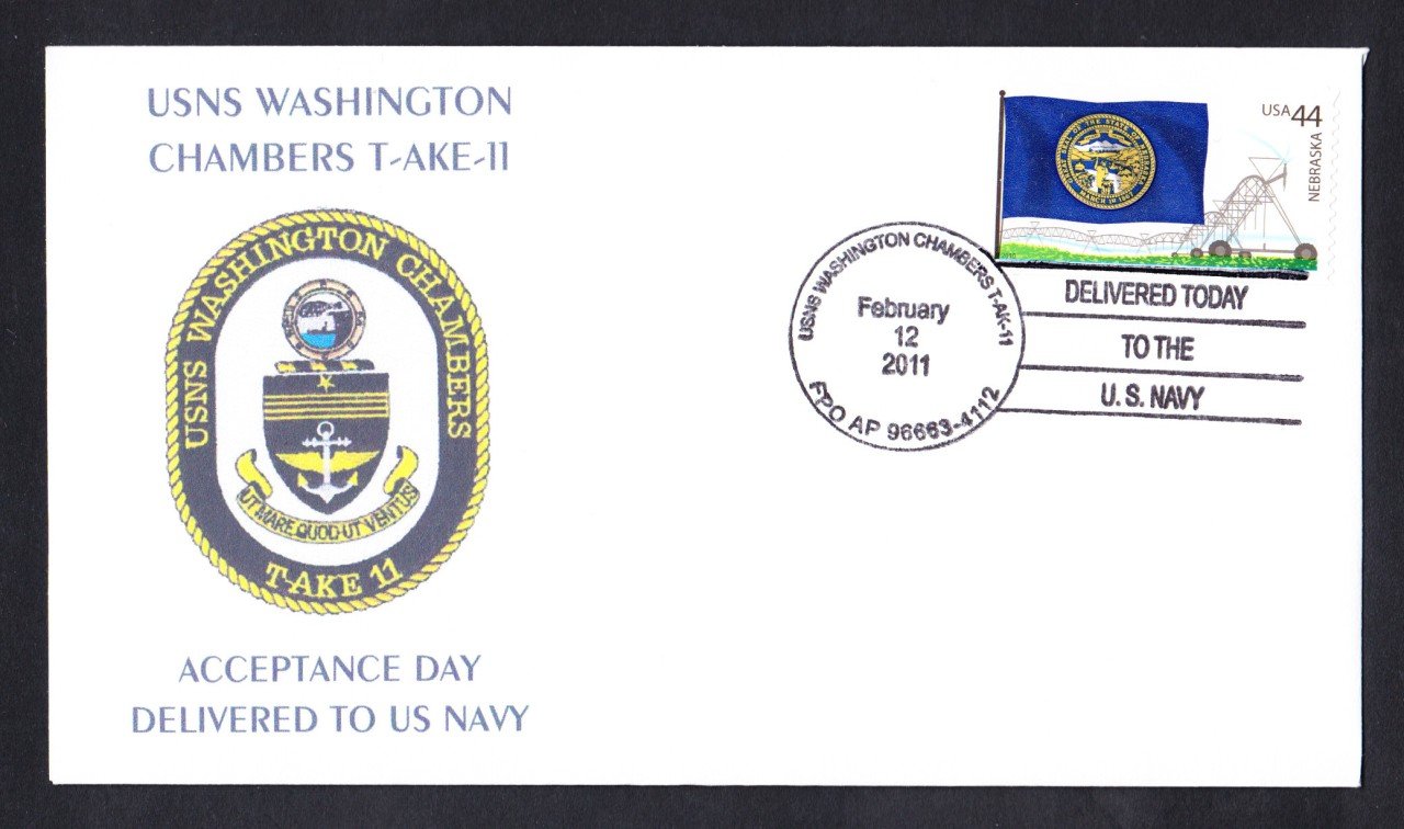 USS WASHINGTON CHAMBERS T-AKE-11 Delivery to US Navy Naval Cover ...