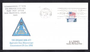 USS ENGAGE MSO-433 Naval Cover MhCachets Only 1 Made