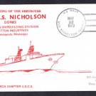 USS NICHOLSON DD-982 Commissioning Naval Cover