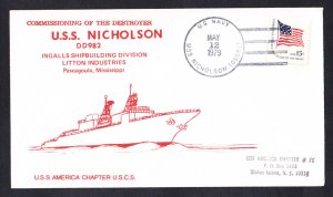 USS NICHOLSON DD-982 Commissioning Naval Cover