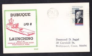 Amphibious Transport USS DUBUQUE LPD-8 LAUNCHING BECK #B643 Naval Cover