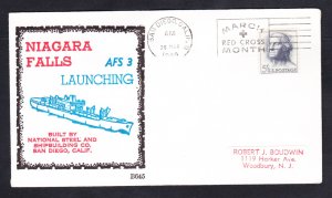 Stores Ship USS NIAGARA FALLS AFS-3 LAUNCHING BECK #B645 Naval Cover