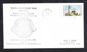 Submarine USS SHARK SSN-591 TENTH ANNIVERSARY Cachet Naval Cover