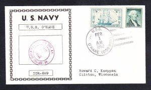 Destroyer USS O'HARE DDR-889 Naval Cover