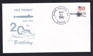 Submarine USS PERMIT SSN-594 Commissioning Anniversary Naval Cover