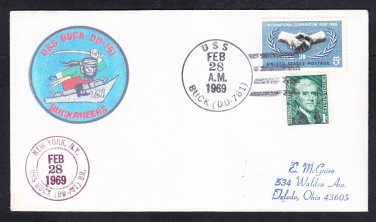 Destroyer USS BUCK DD-761 Ship's Patch cachet Naval Cover MhCachets 1 MADE