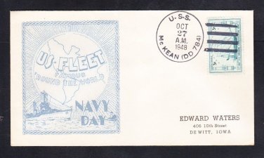 Destroyer USS McKEAN DD-784 Navy Day Naval Cover ONLY 1 MADE