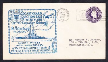 USCG US COAST GUARD BASE 21 142nd Anniversary St. Petersburg FL Naval Cover